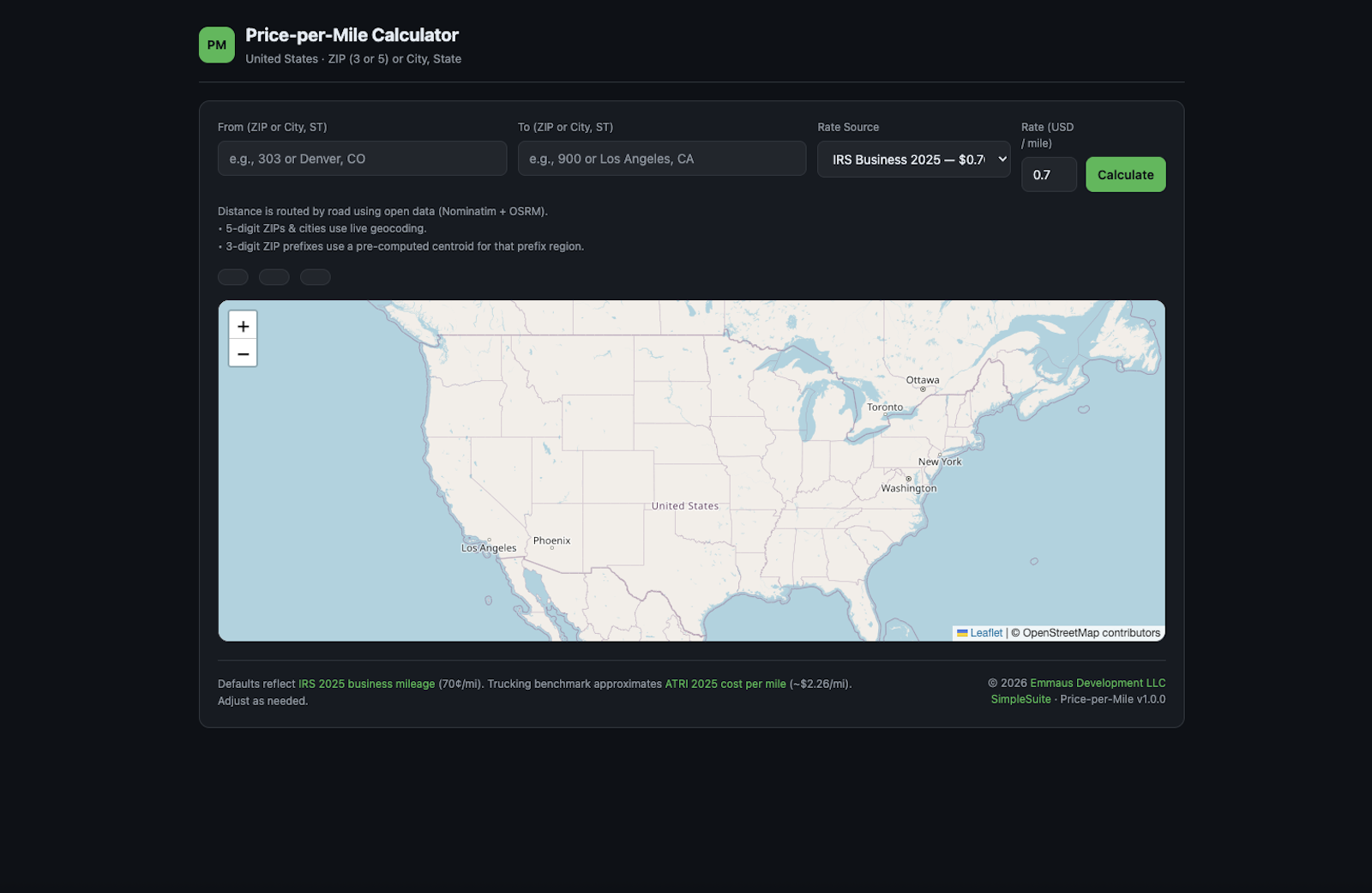 Price-per-Mile screenshot